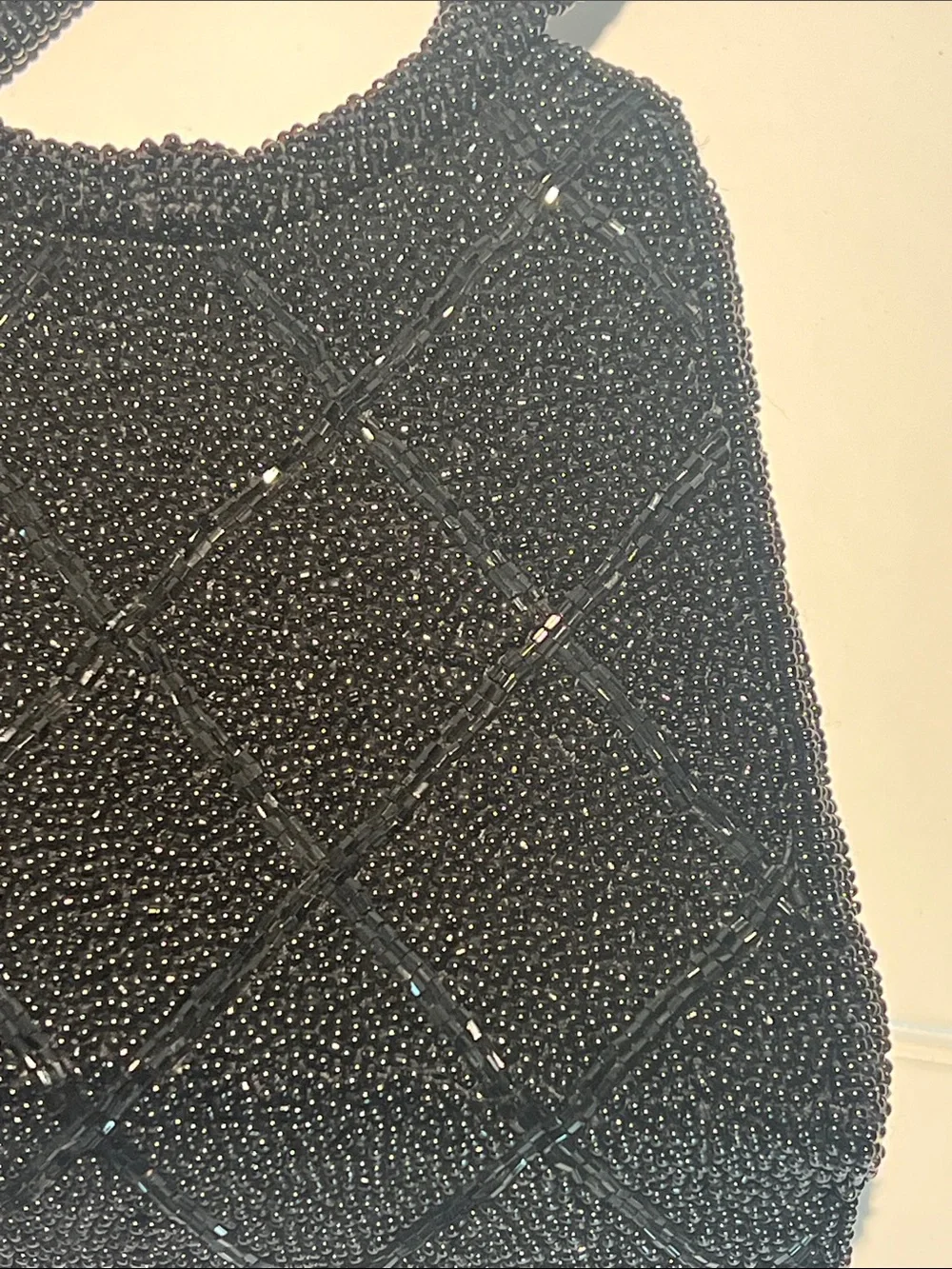 Magid Black Seed Bead Quilted Handbag Vintage 1950s-1960s